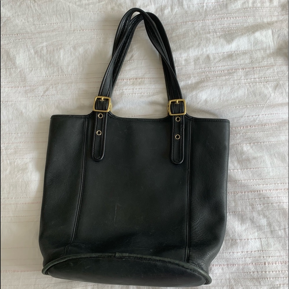 black leather coach purse